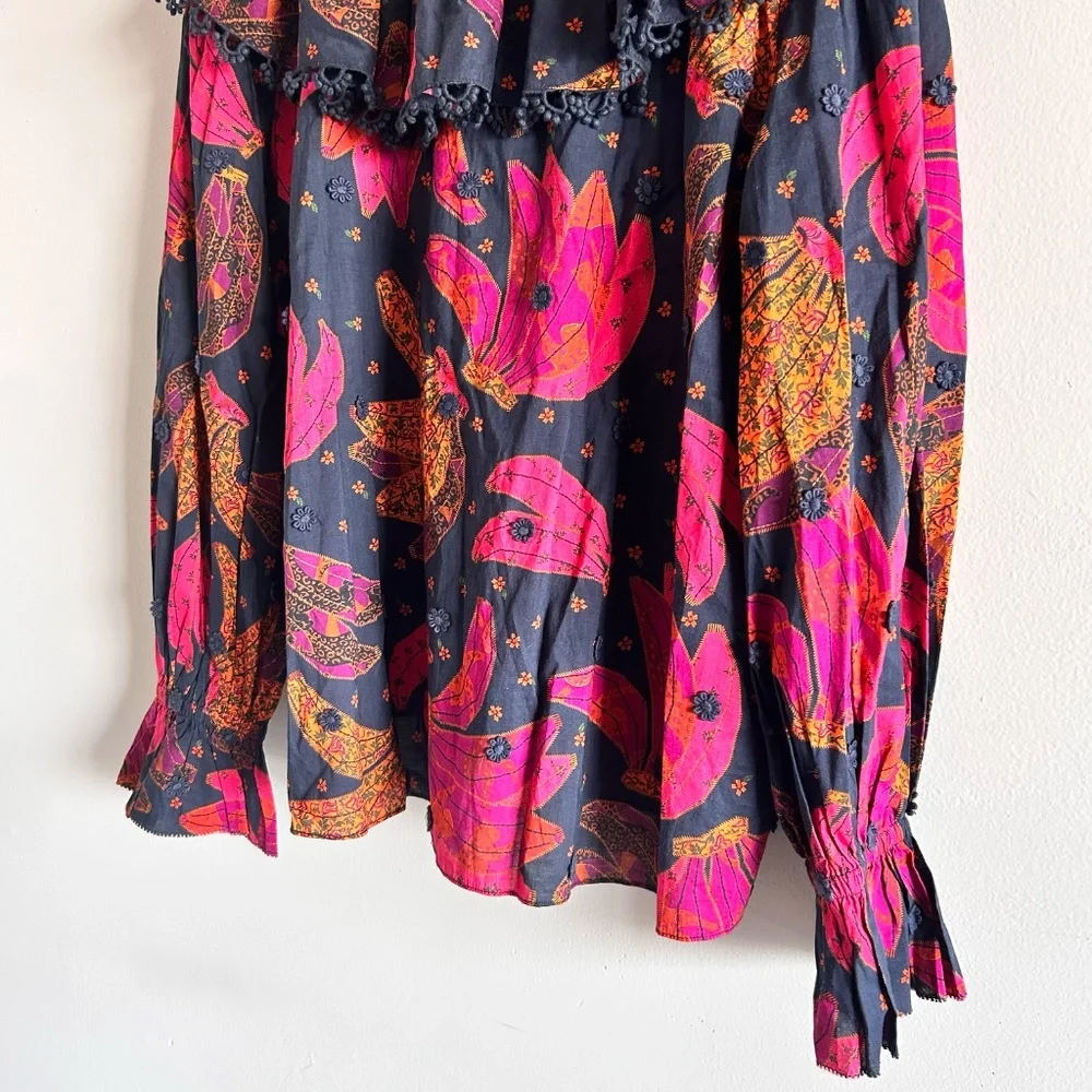 Farm Rio Patchwork Bananas Blouse Size Small New with tags